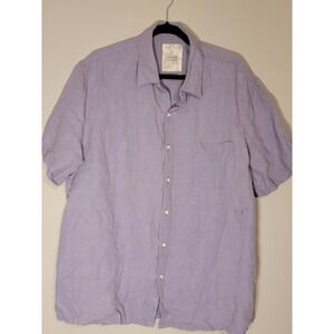 Tasso Elba Island XXL Purple Silk Linen Shirt Short Sleeve Button Down